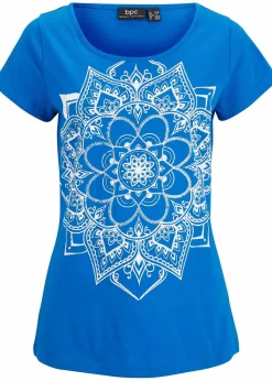bonprix Shirts & Tops|Nachhaltigere Materialien^T-Shirt aus reiner Bio-Baumwolle azurblau graphisch bedruckt