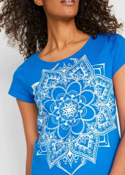 bonprix Shirts & Tops|Nachhaltigere Materialien^T-Shirt aus reiner Bio-Baumwolle azurblau graphisch bedruckt