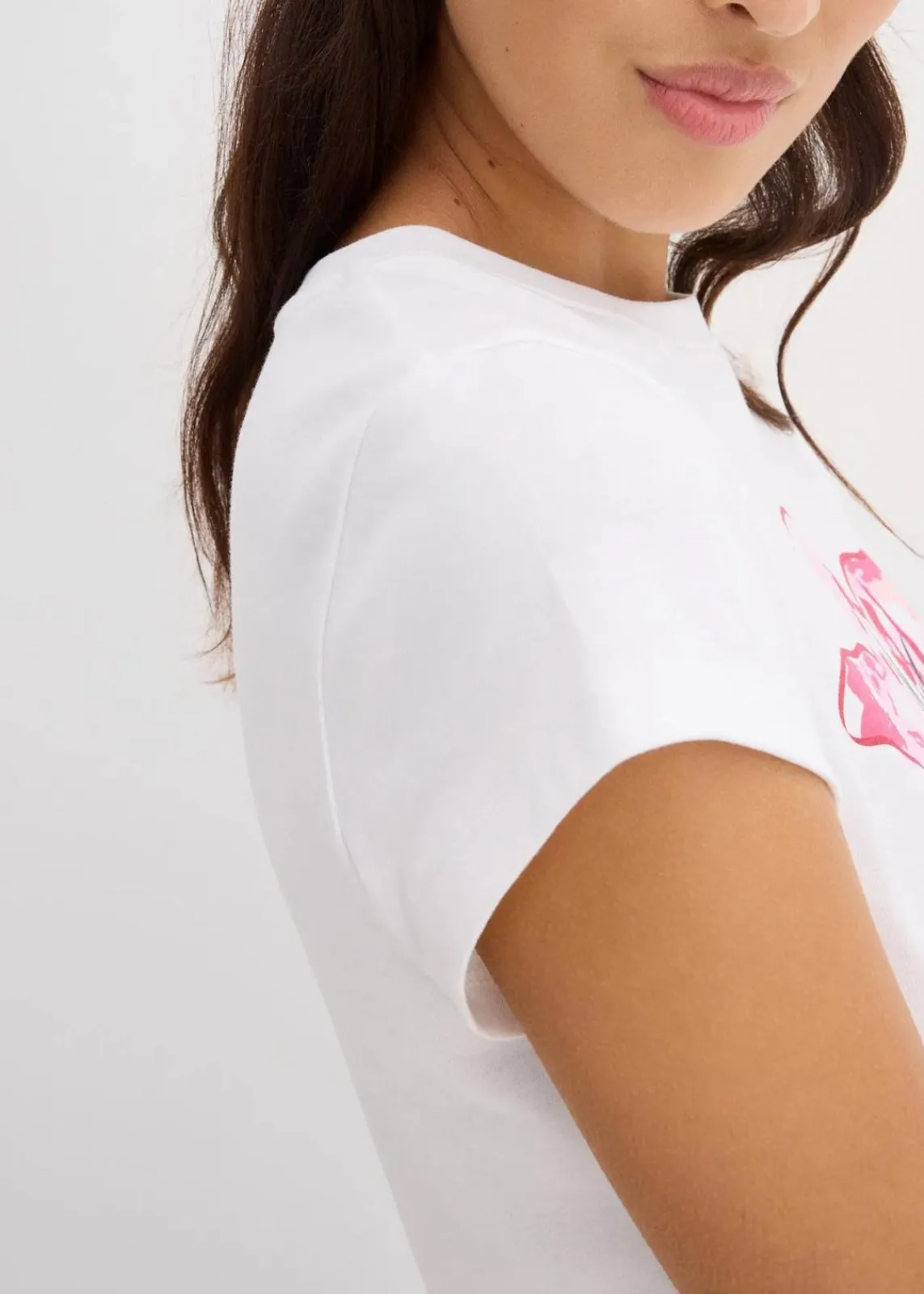 bonprix Shirts & Tops|Nachhaltigere Materialien^T-Shirt aus reiner Bio-Baumwolle weiß/kristallrosa bedruckt