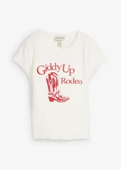 bonprix Shirts & Tops|Nachhaltigere Materialien^T-Shirt aus reiner Bio-Baumwolle weiß/chillirot