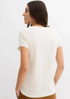 bonprix Nachhaltigere Materialien|Shirts & Tops^T-Shirt aus reiner Bio-Baumwolle (2er Pack) zitrusgelb/cremeweiß