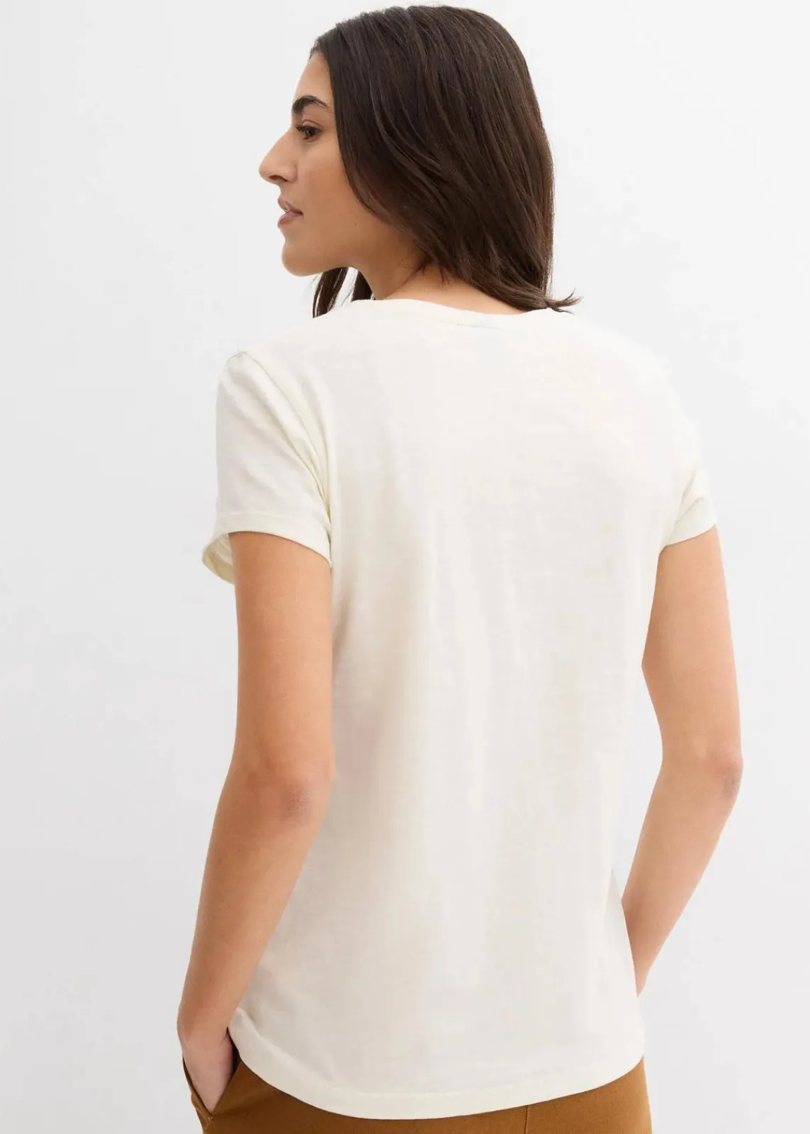 bonprix Nachhaltigere Materialien|Shirts & Tops^T-Shirt aus reiner Bio-Baumwolle (2er Pack) zitrusgelb/cremeweiß