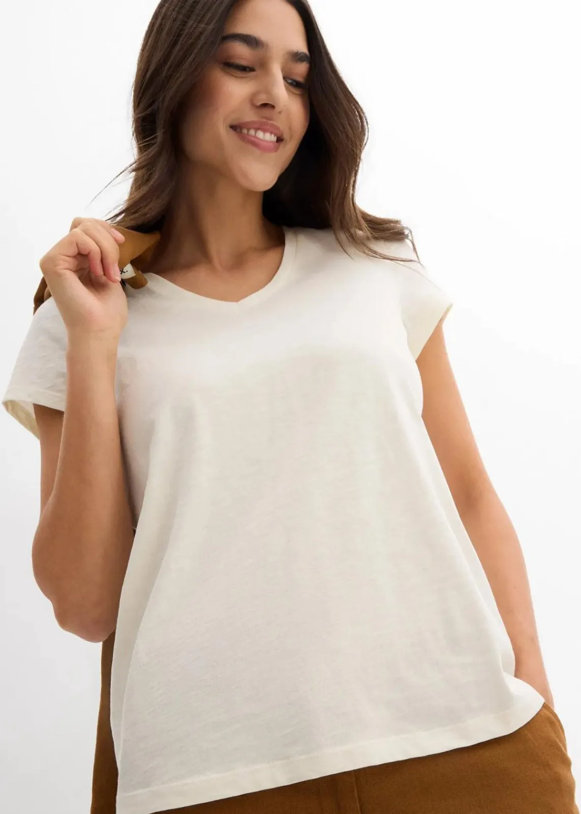 bonprix Nachhaltigere Materialien|Shirts & Tops^T-Shirt aus reiner Bio-Baumwolle (2er Pack) zitrusgelb/cremeweiß