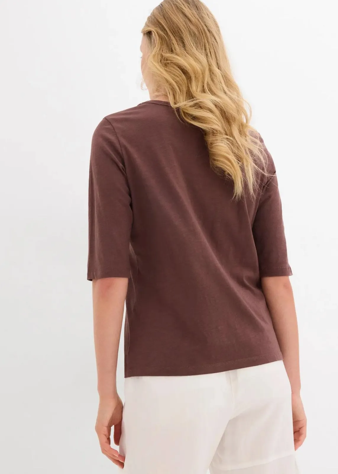 bonprix Nachhaltigere Materialien|Shirts & Tops^T-Shirt aus reiner Bio-Baumwolle, (2er Pack) wollweiß/terrabraun