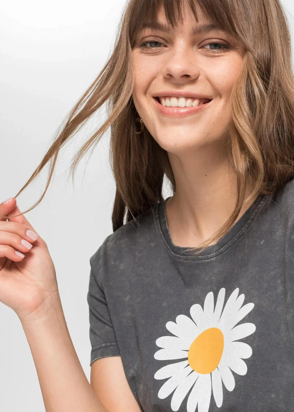 bonprix Shirts & Tops|Nachhaltigere Materialien^T-Shirt aus reiner Bio-Baumwolle grau bedruckt