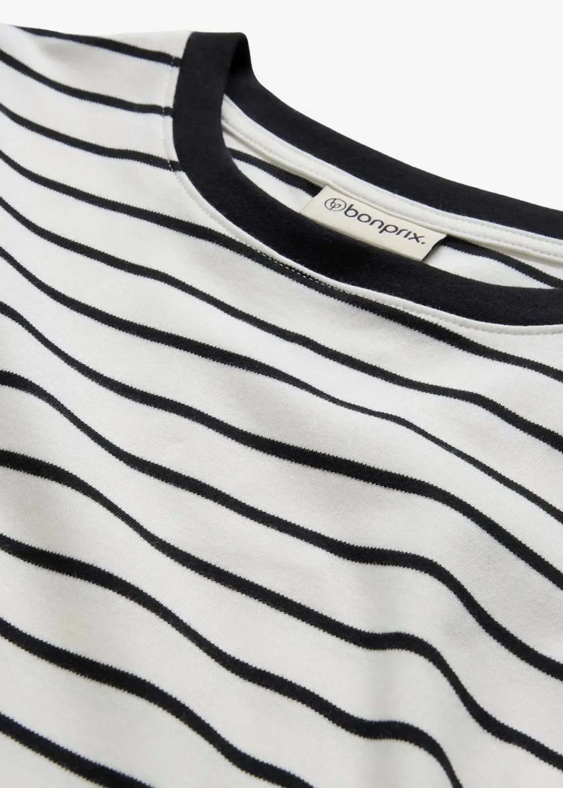bonprix Bekleidung·Röcke|Basics^T-Shirt aus schwerer Bio-Baumwolle wollweiß/schwarz gestreift