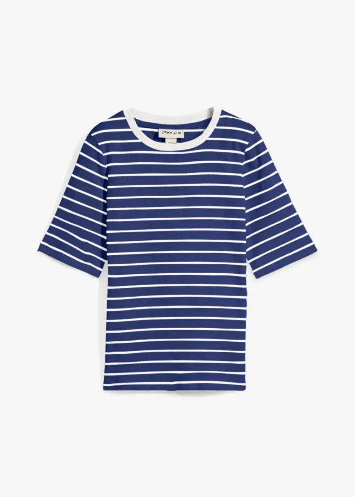 bonprix Nachhaltigere Materialien|Shirts & Tops^T-Shirt aus schwerer Bio-Baumwolle dunkelblau/wollweiß gestreift