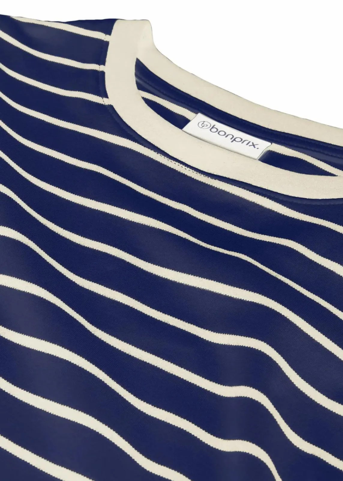 bonprix Nachhaltigere Materialien|Shirts & Tops^T-Shirt aus schwerer Bio-Baumwolle dunkelblau/wollweiß gestreift