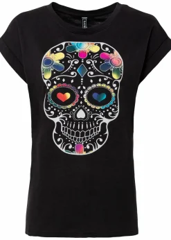 bonprix Shirts & Tops^T-Shirt aus softem Viskose-Mix schwarz bedruckt