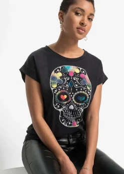 bonprix Shirts & Tops^T-Shirt aus softem Viskose-Mix schwarz bedruckt