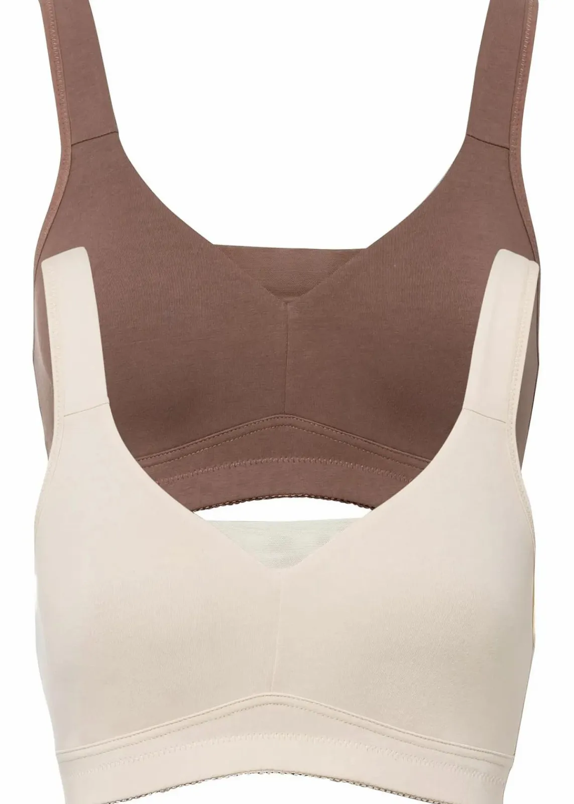 bonprix Bhs|Baumwollunterwäsche^T-Shirt BH ohne Bügel mit Baumwolle (2er Pack) sandbeige + braun