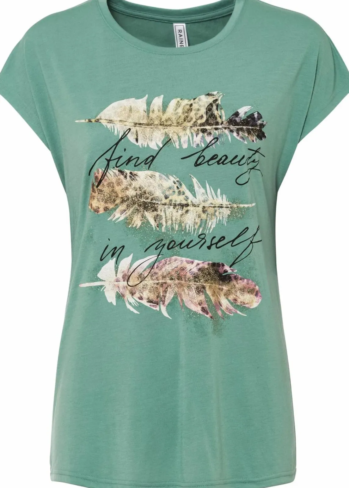 bonprix Shirts & Tops^T-Shirt mit Glitzerdruck salbeigrün bedruckt
