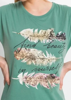 bonprix Shirts & Tops^T-Shirt mit Glitzerdruck salbeigrün bedruckt