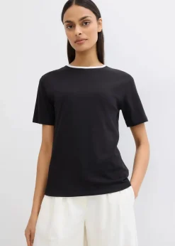 bonprix Shirts & Tops^T-Shirt mit Kontrastdetail schwarz