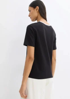 bonprix Shirts & Tops^T-Shirt mit Kontrastdetail schwarz