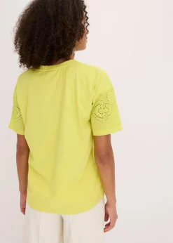 bonprix Shirts & Tops^T-Shirt mit Lochstickerei zitrusgelb