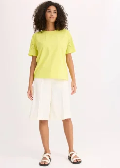 bonprix Shirts & Tops^T-Shirt mit Lochstickerei zitrusgelb