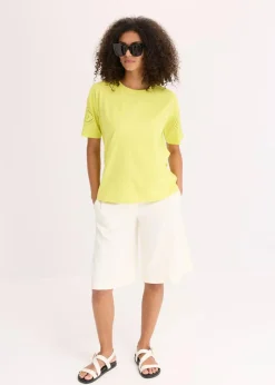 bonprix Shirts & Tops^T-Shirt mit Lochstickerei zitrusgelb