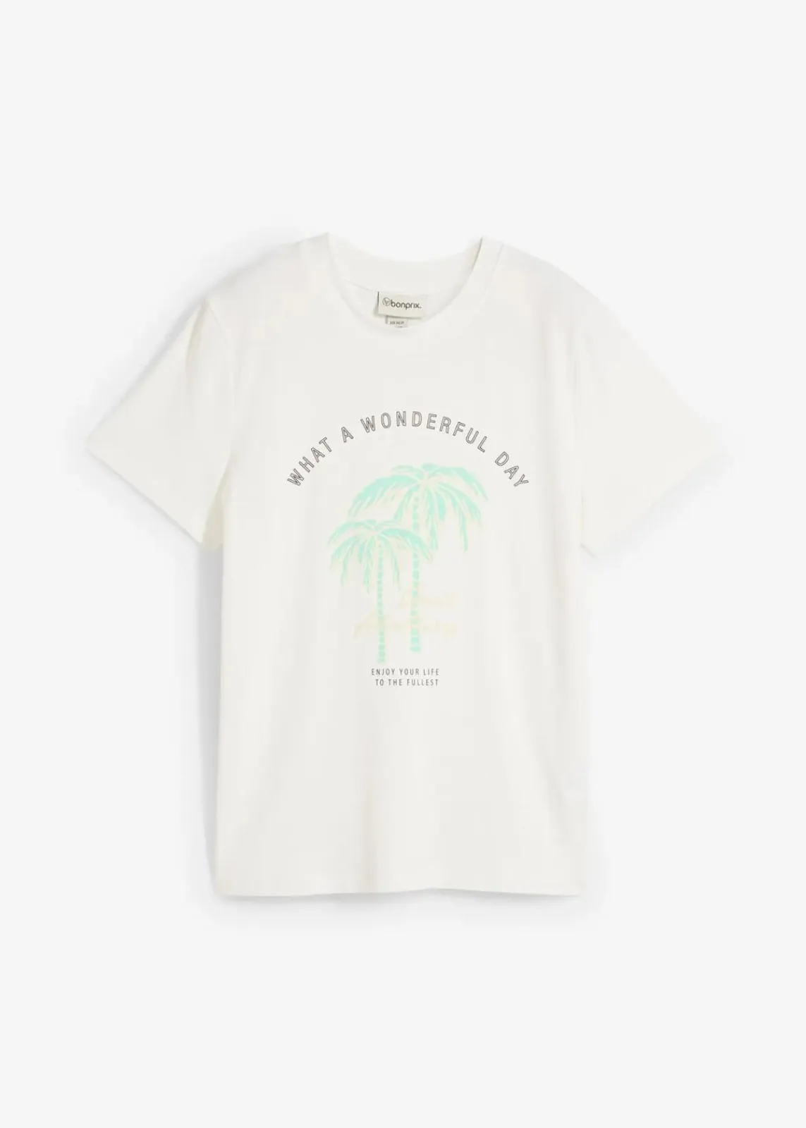 bonprix Shirts & Tops|Nachhaltigere Materialien^T-Shirt mit Motivprint wollweiß/mentholblau graphisch bedruckt