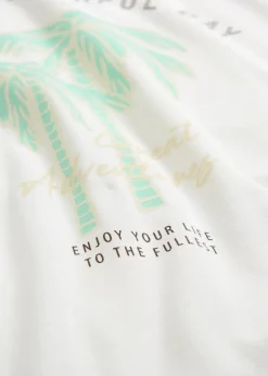 bonprix Shirts & Tops|Nachhaltigere Materialien^T-Shirt mit Motivprint wollweiß/mentholblau graphisch bedruckt