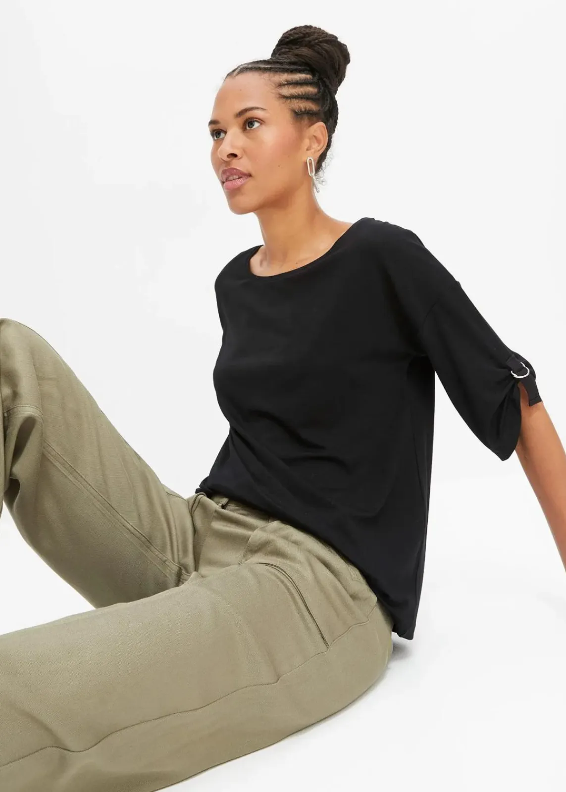 bonprix Shirts & Tops|Nachhaltigere Materialien^T-Shirt mit U-Boot-Ausschnitt schwarz