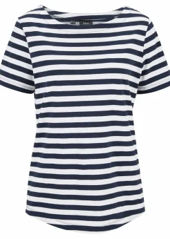 bonprix Bekleidung·Röcke|Basics^T-Shirt mit U-Boot-Ausschnitt weiß/dunkelblau gestreift