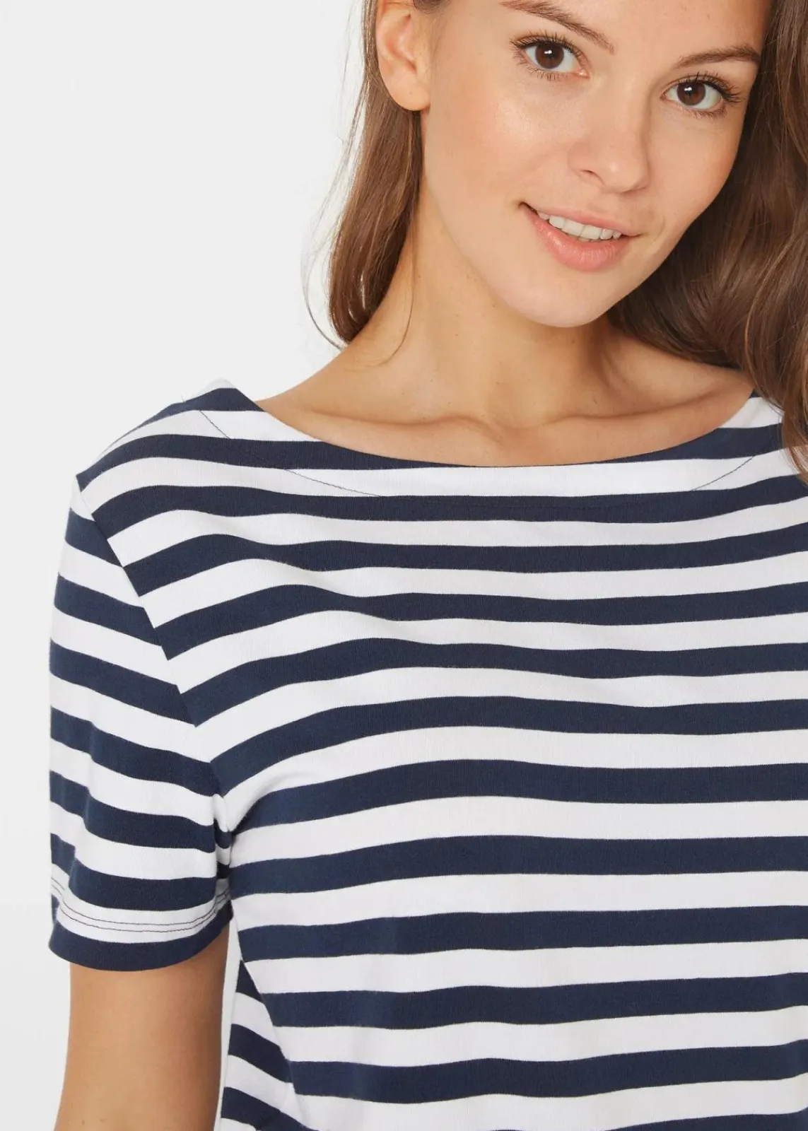 bonprix Bekleidung·Röcke|Basics^T-Shirt mit U-Boot-Ausschnitt weiß/dunkelblau gestreift