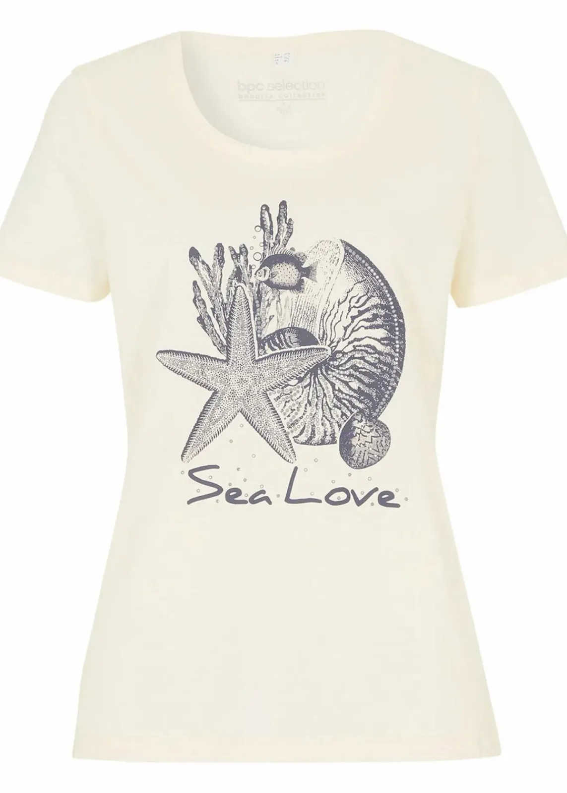 bonprix Nachhaltigere Materialien|Shirts & Tops^T-Shirt Sea Love cremeweiss/dunkelblau bedruckt