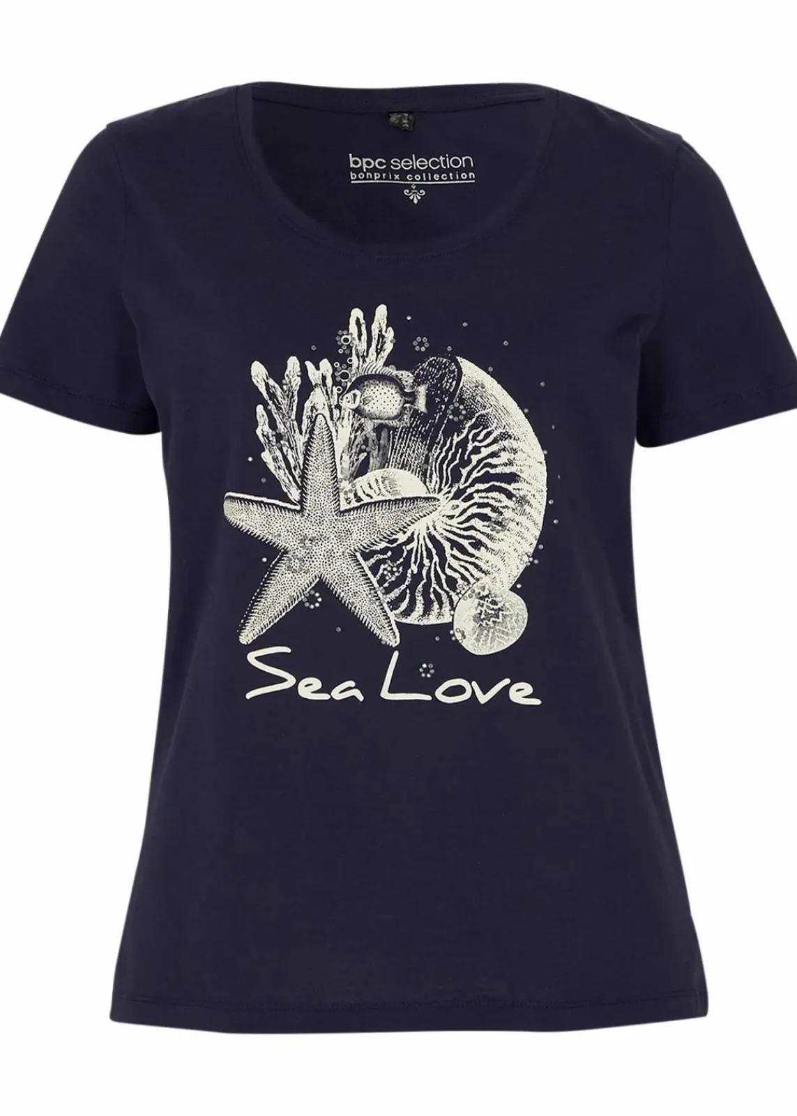 bonprix Shirts & Tops|Nachhaltigere Materialien^T-Shirt Sea Love dunkelblau/cremeweiss bedruckt