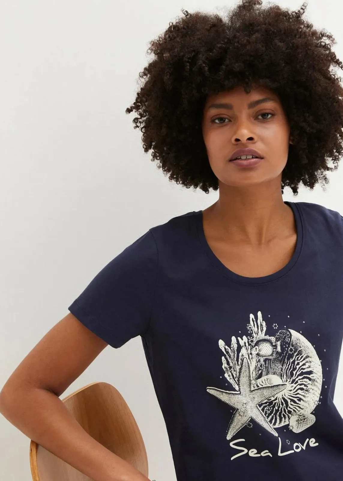 bonprix Shirts & Tops|Nachhaltigere Materialien^T-Shirt Sea Love dunkelblau/cremeweiss bedruckt