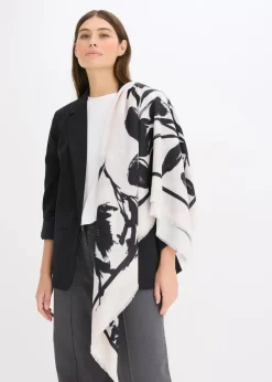 bonprix Schals & Tücher|Schuhe & Accessoires In Spezialgrößen·Tücher & Ponchos^Tuch schwarz/creme bedruckt