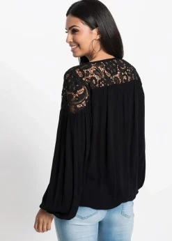 bonprix Bekleidung·Jacken & Mäntel|Nachhaltigere Materialien^Tunika aus fließender Viskose schwarz