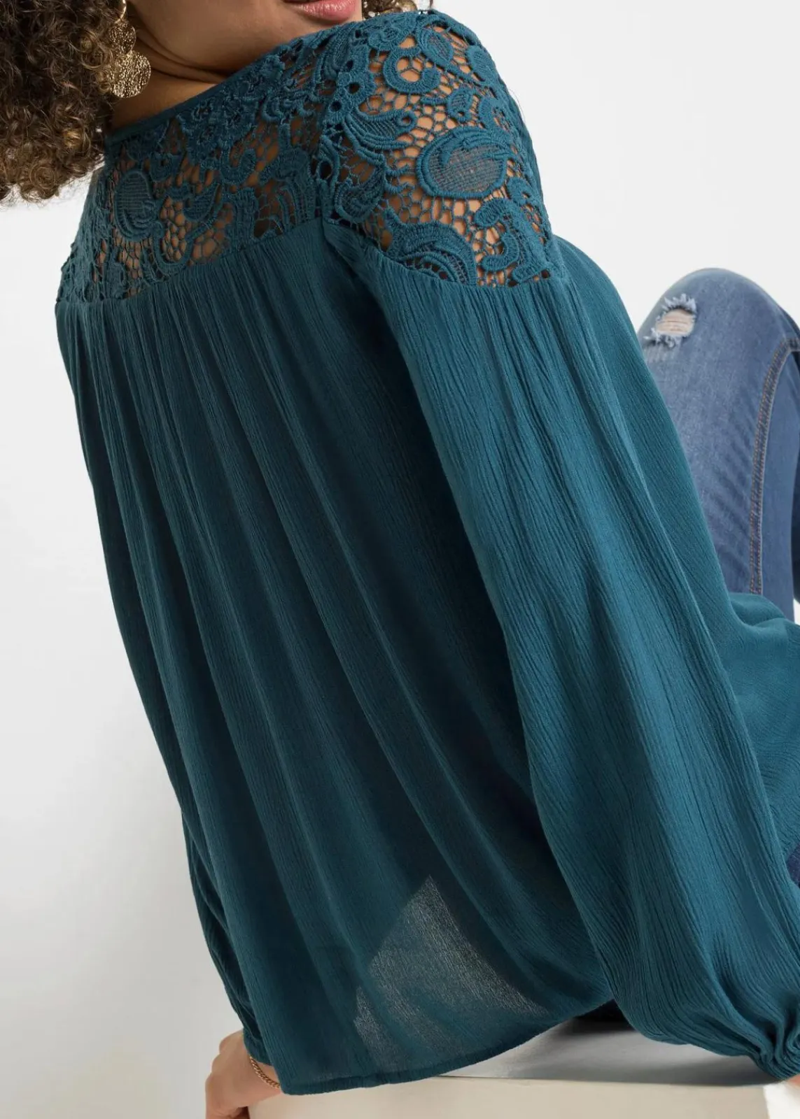 bonprix Blusen & Tuniken|Nachhaltigere Materialien^Tunika aus fließender Viskose blaupetrol
