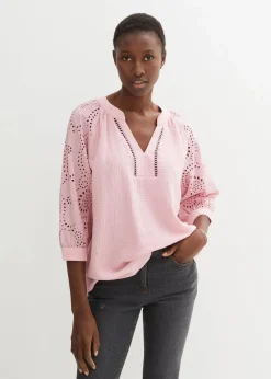 bonprix Blusen & Tuniken|Bekleidung·Jacken & Mäntel^Tunika aus luftigem Musselin teerose