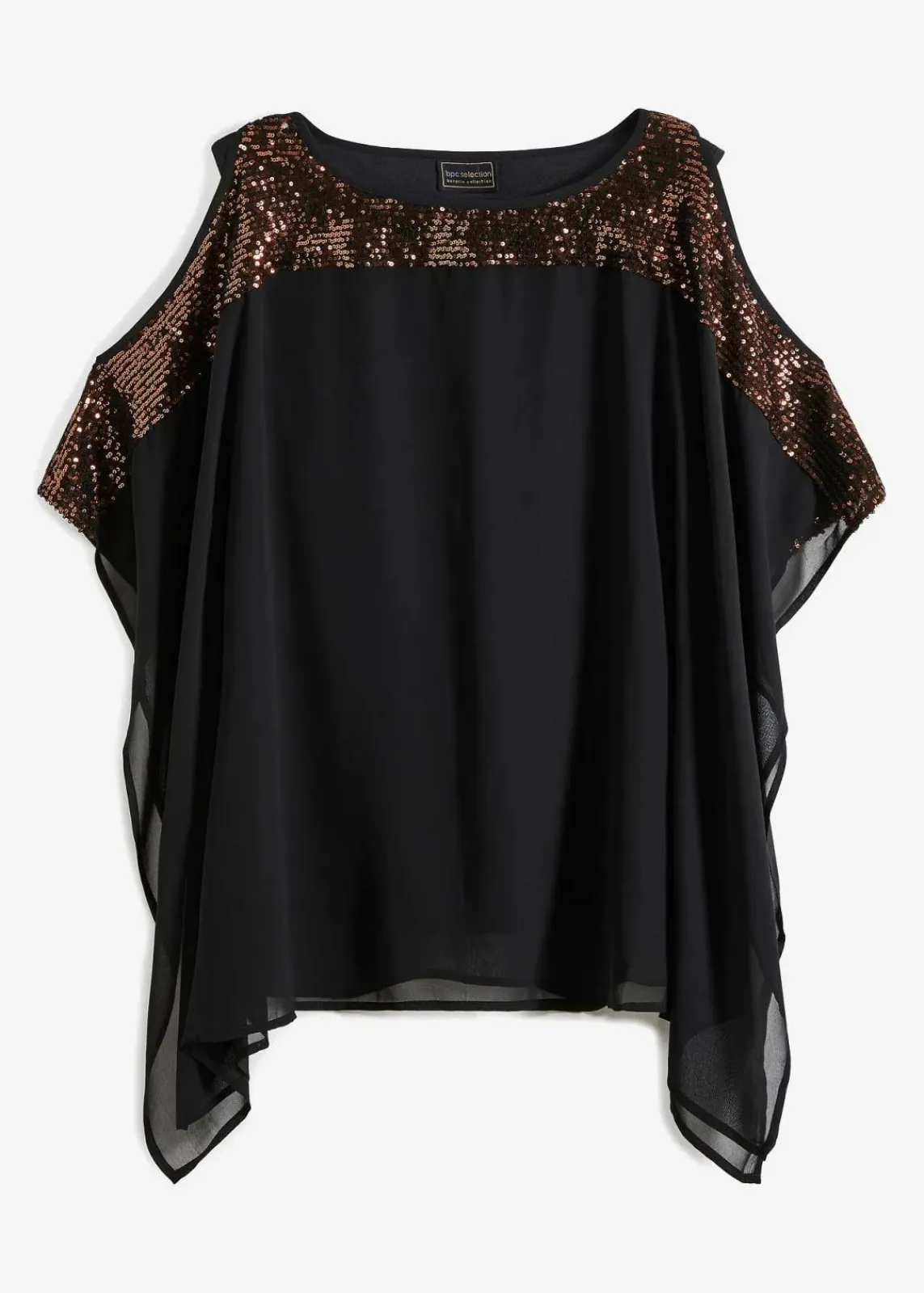 bonprix Bekleidung·Jacken & Mäntel|Festliche Mode^Tunika mit Pailletten schwarz/metallic kupfer