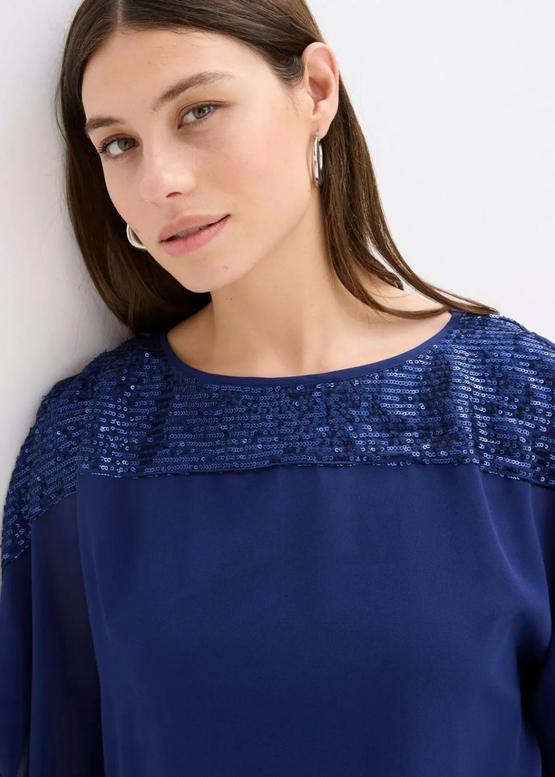 bonprix Blusen & Tuniken|Festliche Mode^Tunika mit Pailletten mitternachtsblau