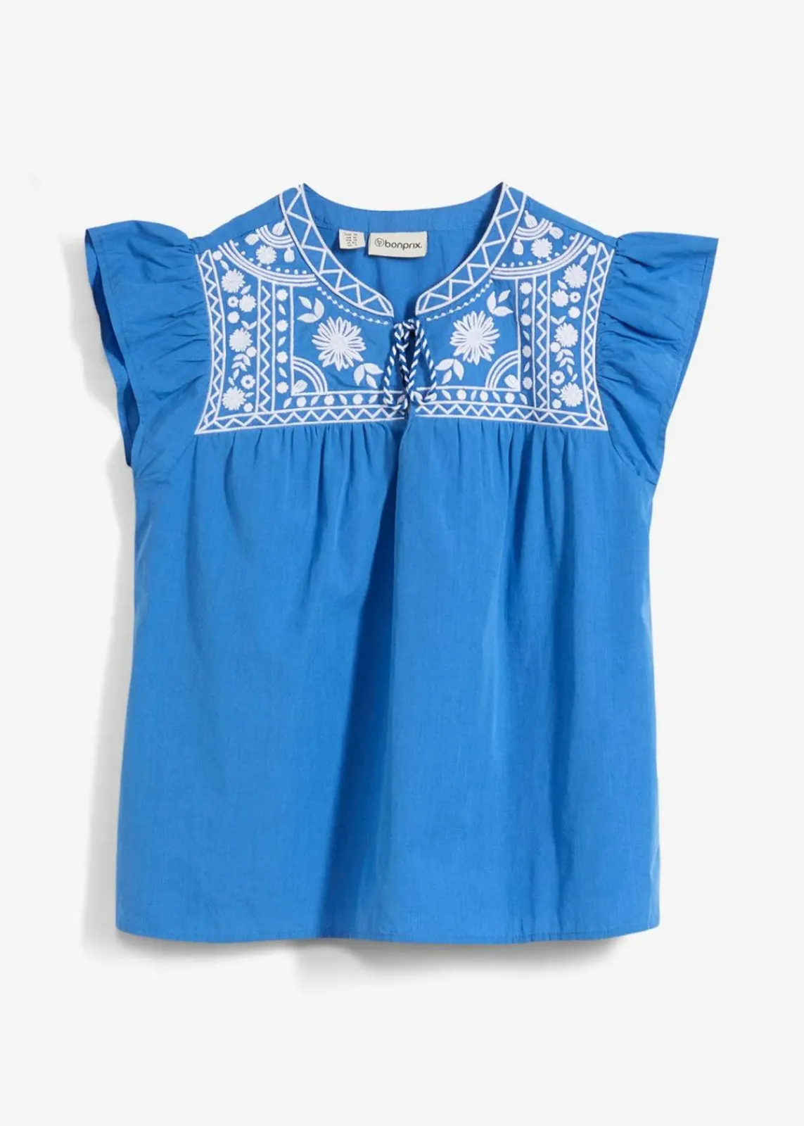bonprix Bekleidung·Jacken & Mäntel|Premium^Tunika mit Seidenanteil und Stickerei gletscherblau