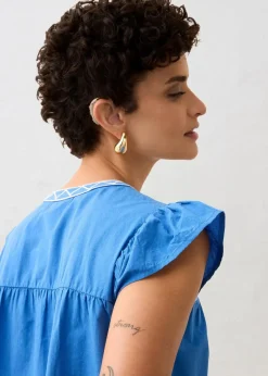 bonprix Bekleidung·Jacken & Mäntel|Premium^Tunika mit Seidenanteil und Stickerei gletscherblau
