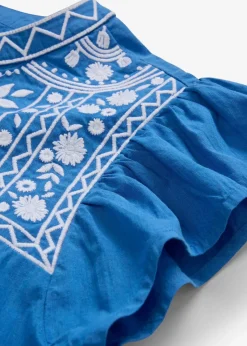 bonprix Bekleidung·Jacken & Mäntel|Premium^Tunika mit Seidenanteil und Stickerei gletscherblau