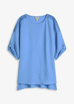 bonprix Bekleidung·Jacken & Mäntel|Blusen & Tuniken^Tunika mit Struktur und Spitzenband mittelblau