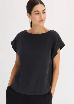 bonprix Blusen & Tuniken|Bekleidung·Jacken & Mäntel^Tunika mit U-Boot Ausschnitt schwarz