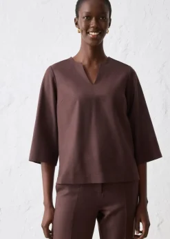 bonprix Blusen & Tuniken|Bekleidung·Jacken & Mäntel^Tunika mit Wolle dunkelbraun