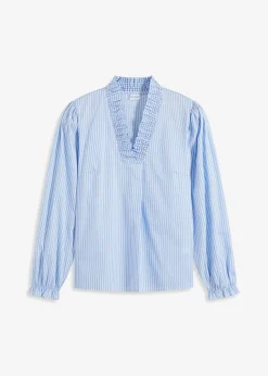 bonprix Bekleidung·Jacken & Mäntel|Blusen & Tuniken^Tunikabluse hellblau/weiß gestreift