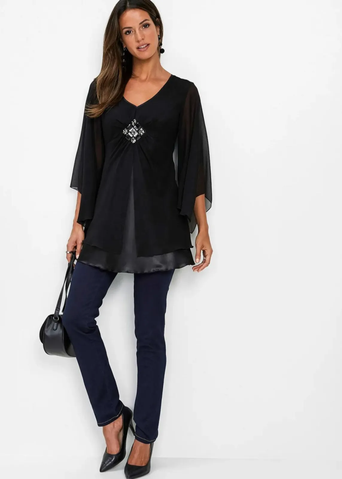 bonprix Bekleidung·Jacken & Mäntel|Festliche Mode^Tunikabluse schwarz