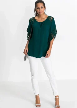 bonprix Bekleidung·Jacken & Mäntel|Nachhaltigere Materialien^Tunikabluse tiefgrün