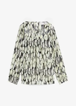 bonprix Blusen & Tuniken|Bekleidung·Jacken & Mäntel^Tunikabluse helllimone/new khaki bedruckt