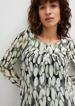 bonprix Blusen & Tuniken|Bekleidung·Jacken & Mäntel^Tunikabluse helllimone/new khaki bedruckt