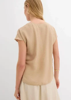 bonprix Bekleidung·Jacken & Mäntel|Blusen & Tuniken^Tunikabluse aus fließendem Viskose-Mix new beige