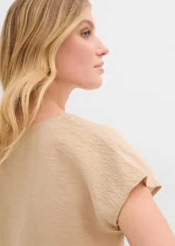bonprix Bekleidung·Jacken & Mäntel|Blusen & Tuniken^Tunikabluse aus fließendem Viskose-Mix new beige
