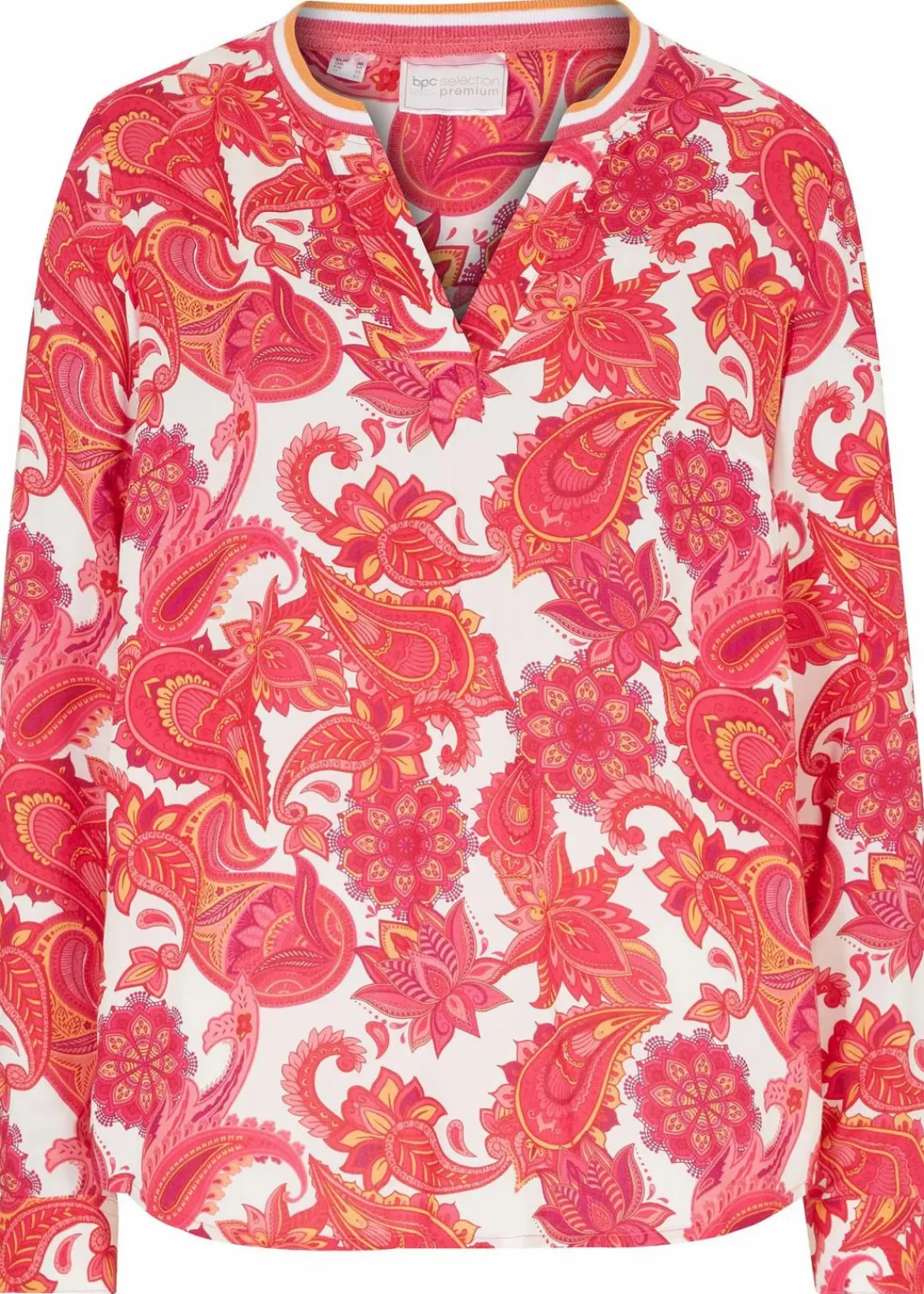 bonprix Bekleidung·Jacken & Mäntel|Nachhaltigere Materialien^Tunikabluse aus fließender Viskose pinklady/knallrosa/softorange paisley
